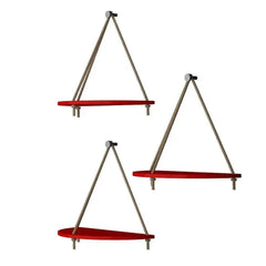 Wooden Wall Hanging Curved Shape Planter Shelf with Rope (Red) - All India Decor