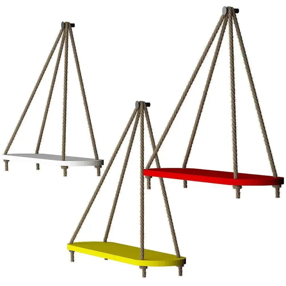 Wooden Wall Hanging Planter Shelf with Rope (Multicolor, Set of 3) - All India Decor