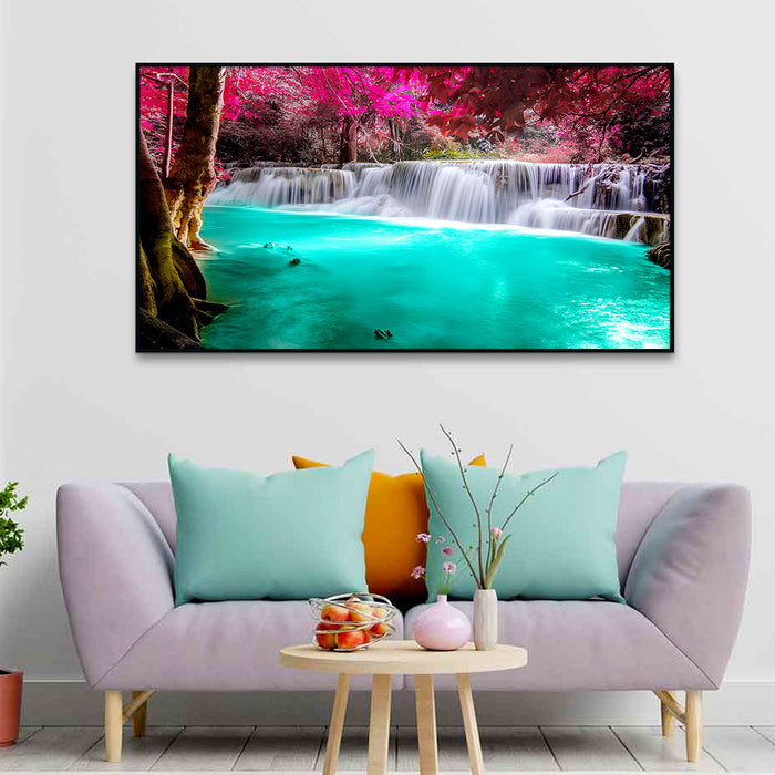 Scenic Waterfall Nature Scenery of Colorful Canvas Wall Paintings & Arts