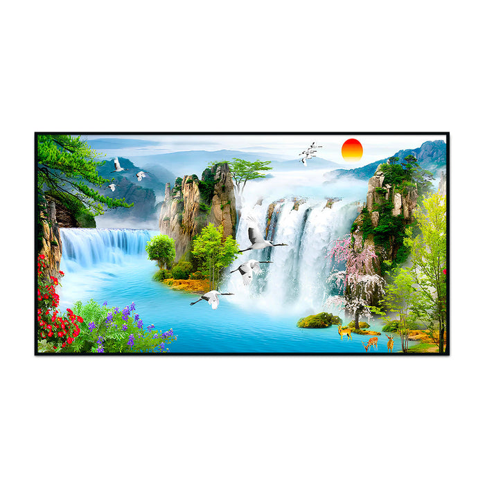 Stunning Waterfall Nature Scenery of Colorful Canvas Wall Paintings & Arts