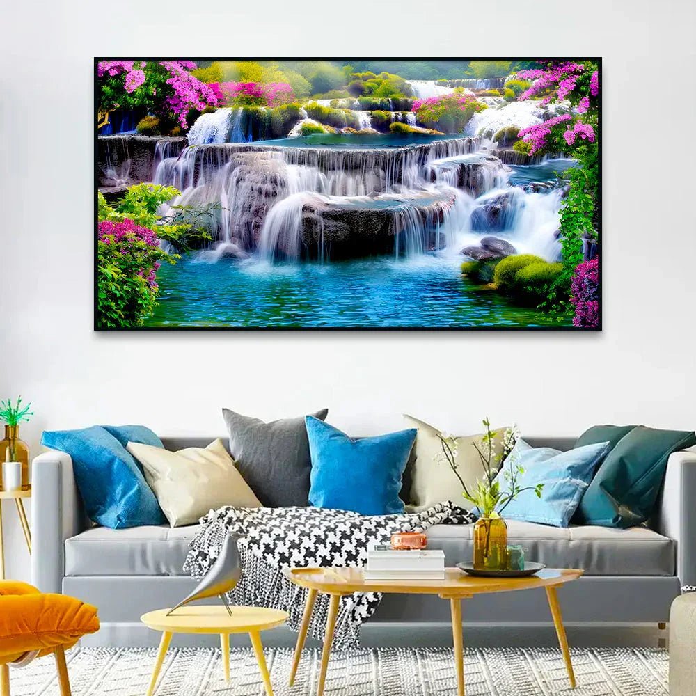 Beautiful Waterfall Scenery Canvas Wall Paintings & Arts - All India Decor