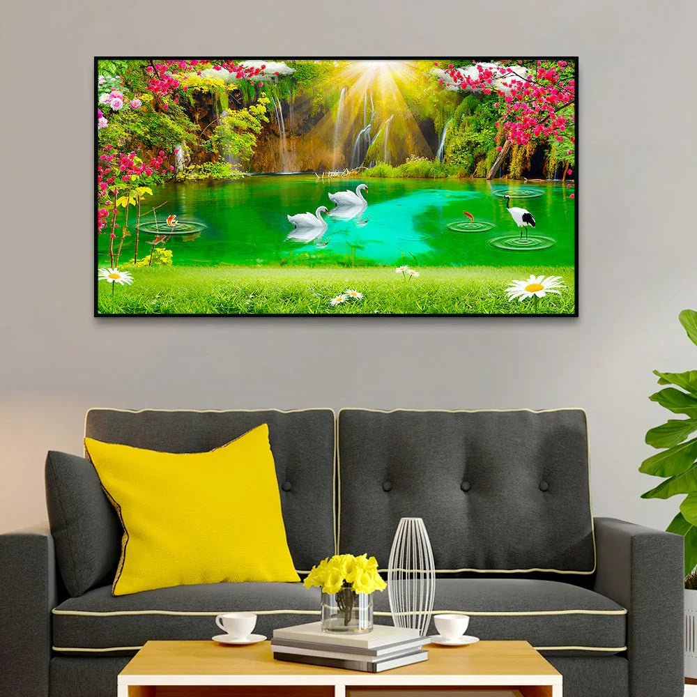 Beautiful Waterfall Nature Scenery Canvas Printed Wall Paintings & Arts - All India Decor