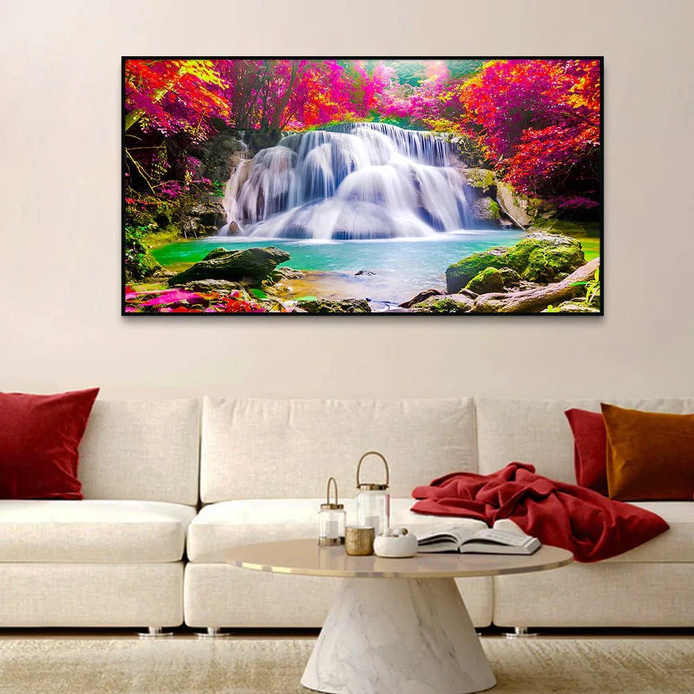 Beautiful Wild Waterfall Nature Scenery Canvas Printed Wall Paintings & Arts - All India Decor