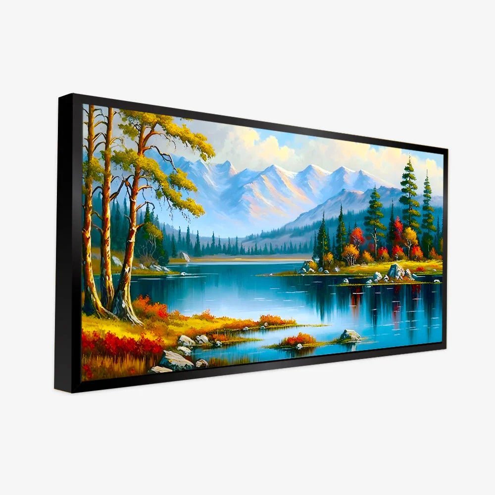 Panoramic Mountain with River Flow Canvas Printed Wall Paintings & Arts - All India Decor