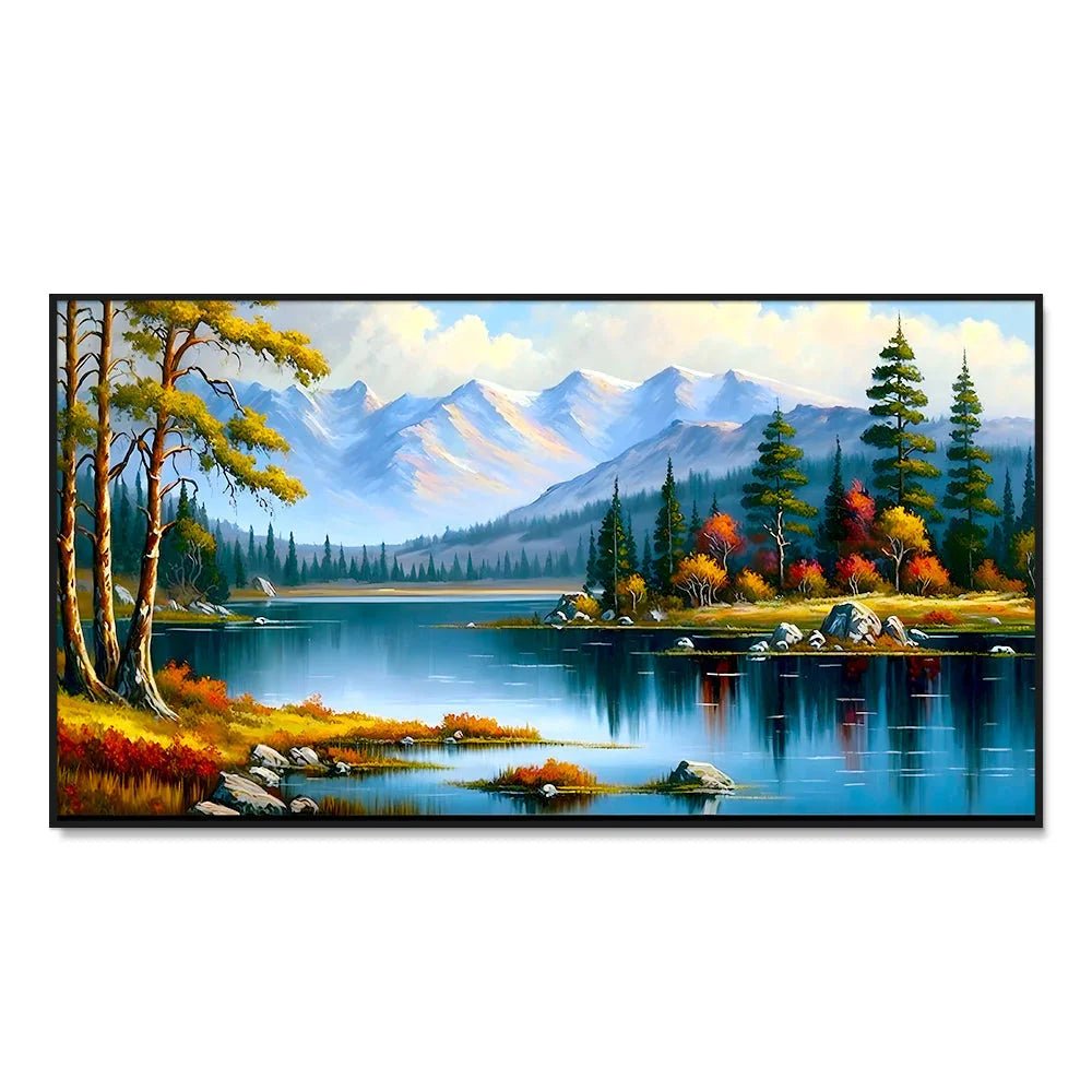 Panoramic Mountain with River Flow Canvas Printed Wall Paintings & Arts - All India Decor