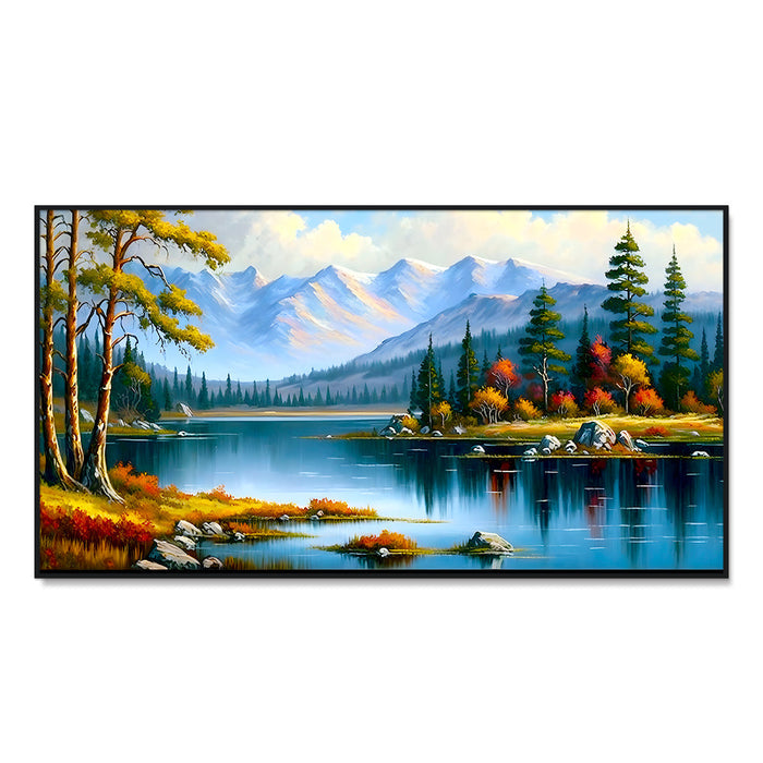 Panoramic Mountain with River Flow Canvas Printed Wall Paintings & Arts