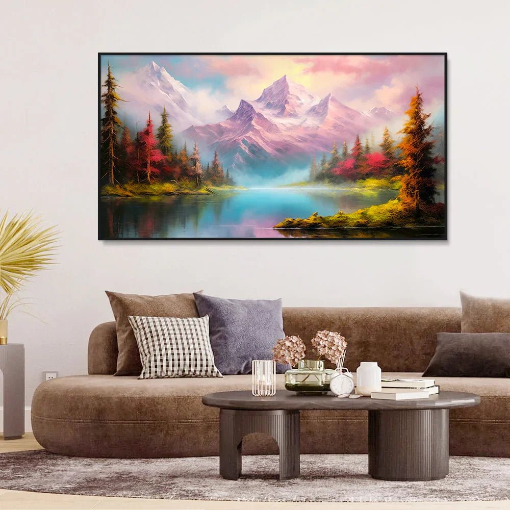 Panoramic River with Mountains Landscape Canvas Printed Wall Paintings & Arts - All India Decor