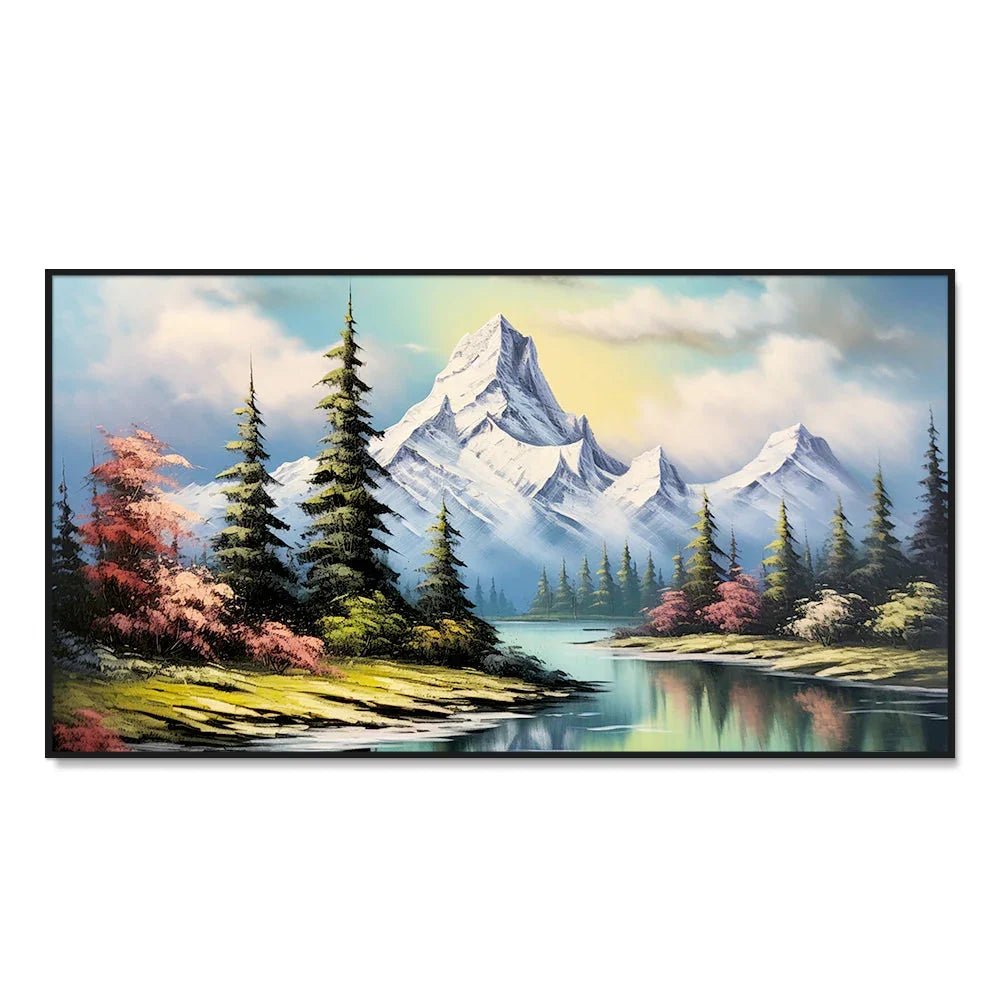 Nature Theme Beautiful Mountain Lake Wall Paintings & Arts - All India Decor