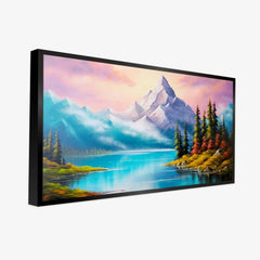 Beautiful Mountains with River Flow Landscape Canvas Printed Wall Paintings & Arts - All India Decor