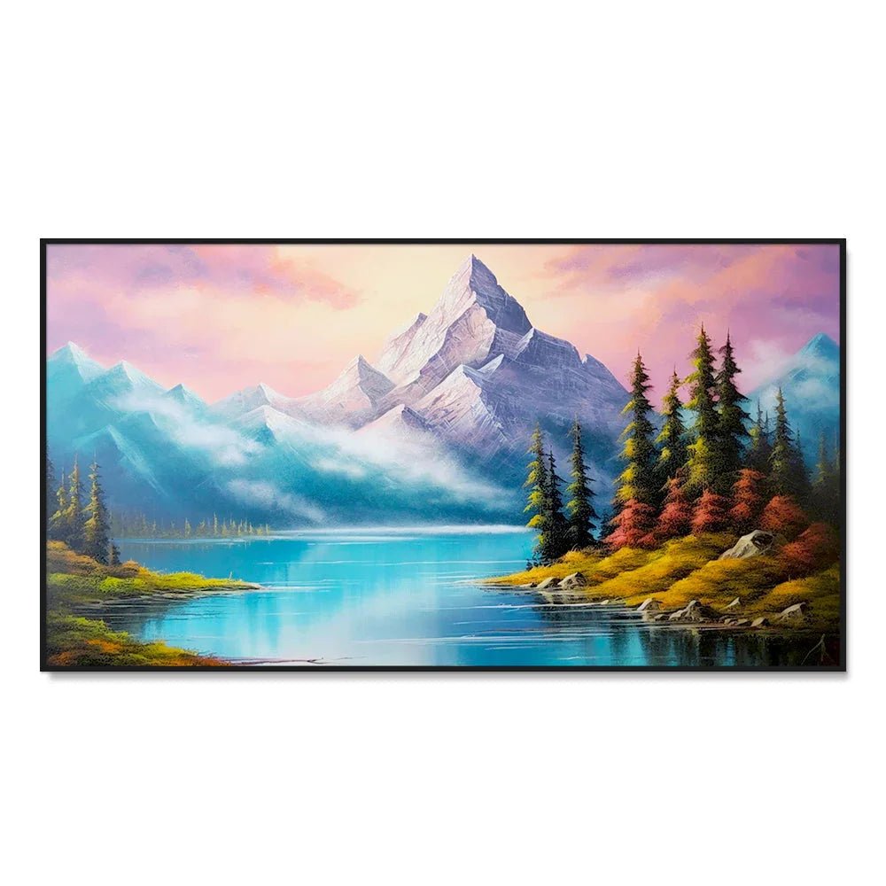Beautiful Mountains with River Flow Landscape Canvas Printed Wall Paintings & Arts - All India Decor