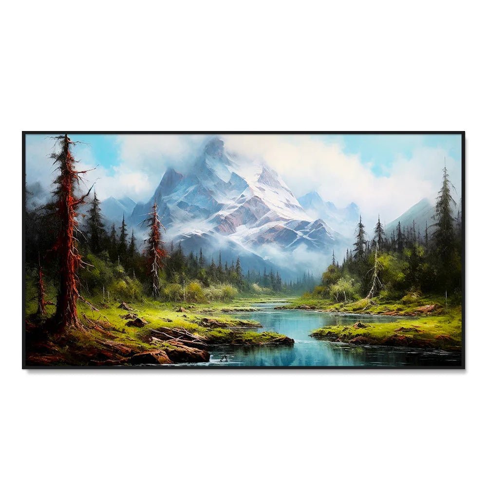 Mountain Lake With a Reflection of Mountains and Trees Scenery Wall Paintings & Arts - All India Decor