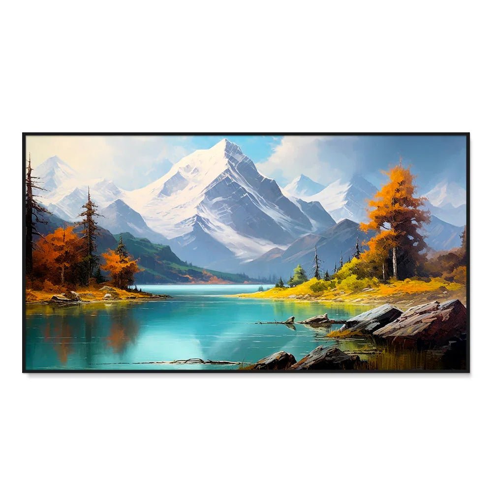 Beautiful Panoramic Design Mountains with Lake Scenery Wall Paintings & Arts - All India Decor