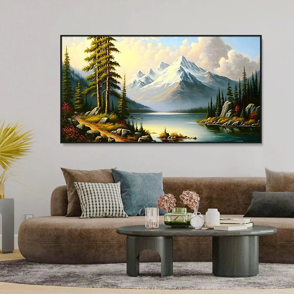 Panoramic Natural Mountain Landscape with Trees Canvas Printed Wall Paintings & Arts - All India Decor