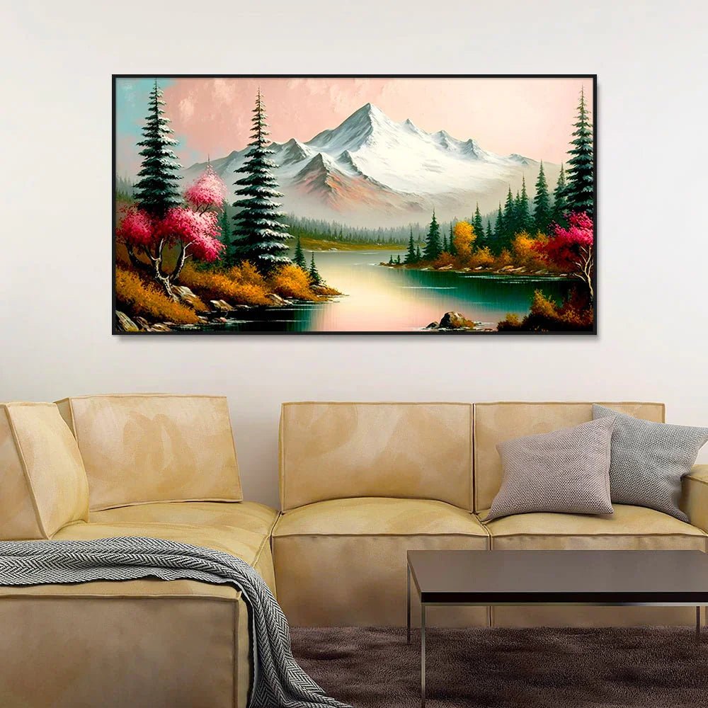 Panoramic Mountain with Lake Canvas Printed Wall Paintings & Arts - All India Decor