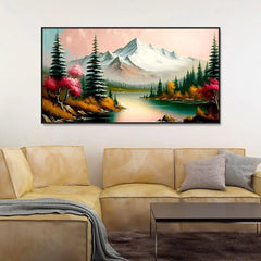 Panoramic Mountain with Lake Canvas Printed Wall Paintings & Arts - All India Decor
