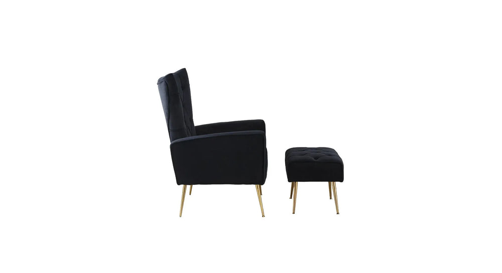 Black Danney Accent Chair With Ottoman - All India Decor