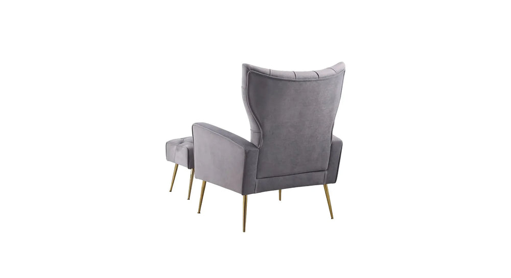 Grey Danney Accent Chair With Ottoman - All India Decor