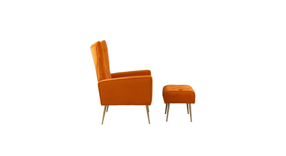 Orange Danney Accent Chair With Ottoman - All India Decor