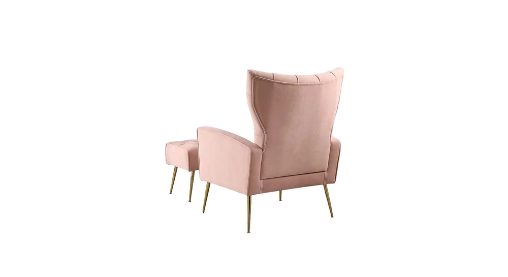 Pinkk Danney Accent Chair With Ottoman - All India Decor