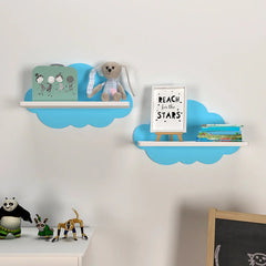 Cloud - Shaped Wooden Kids Shelf (Blue) - All India Decor