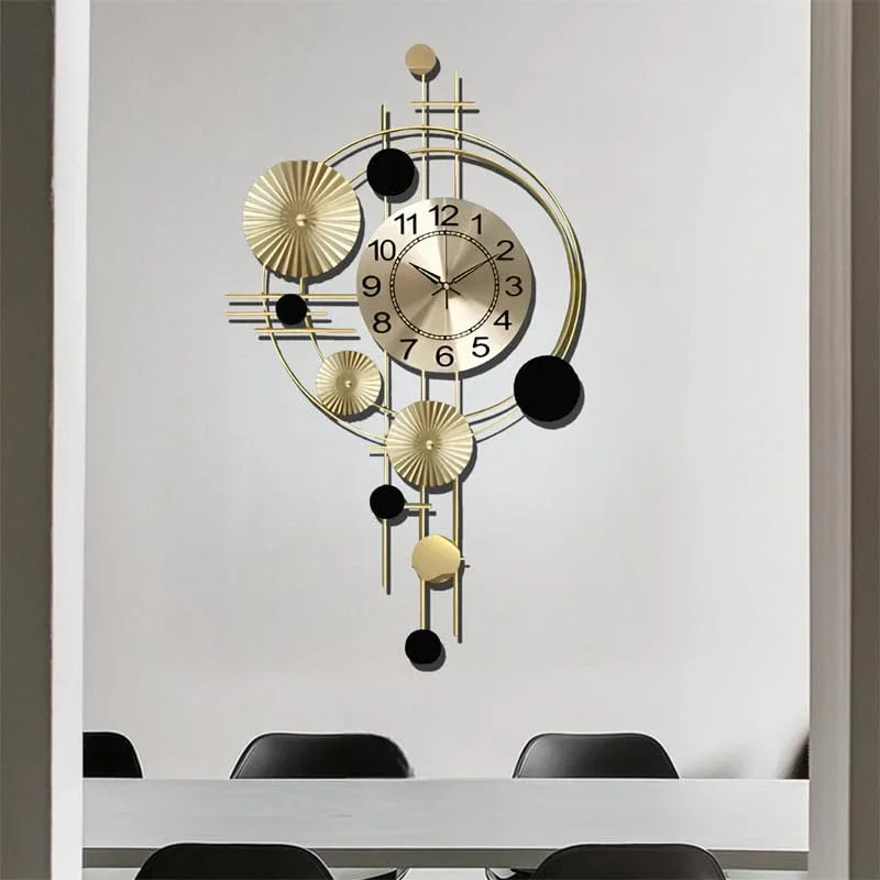 Precision Crafted Modern Golden Metal Wall Analog Clock - All India Decor