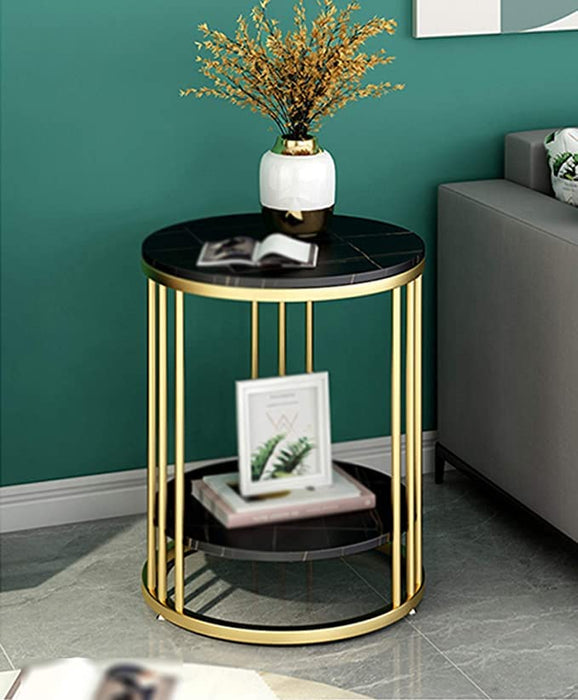 Black & Golden Simple Modern Bedside Cabinet Small Round Table