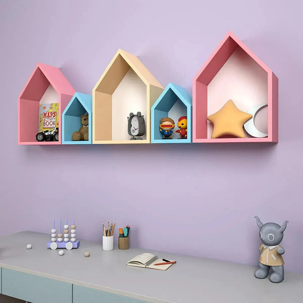 Hut Shape Kids Wall Storage Shelves - All India Decor
