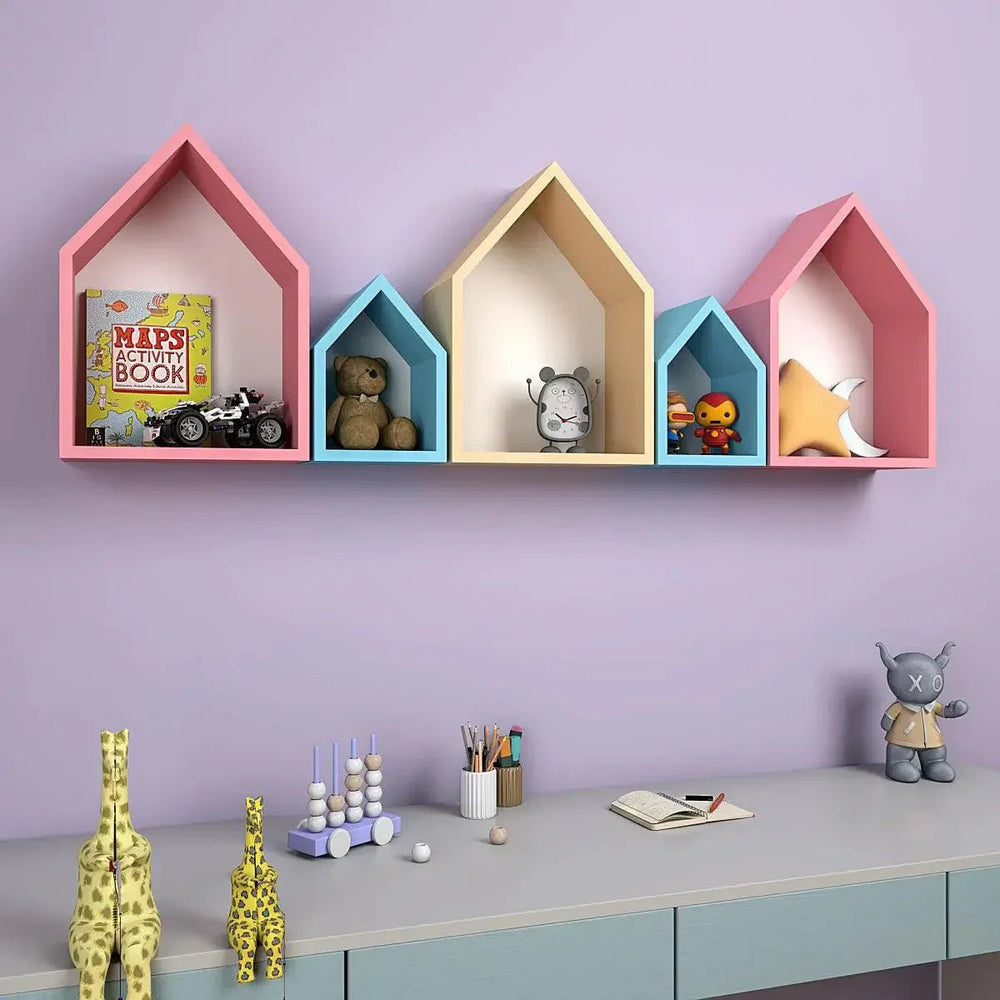 Hut Shape Kids Wall Storage Shelves - All India Decor