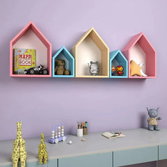 Hut Shape Kids Wall Storage Shelves - All India Decor