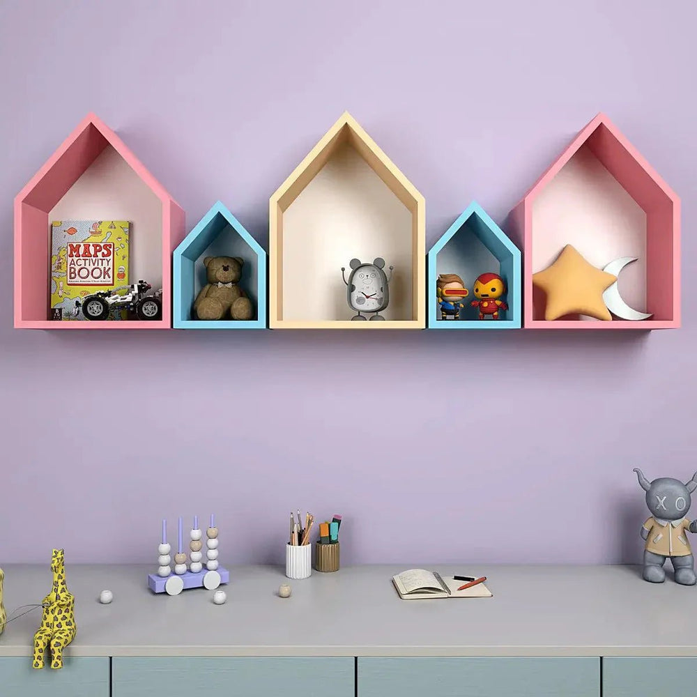 Hut Shape Kids Wall Storage Shelves - All India Decor