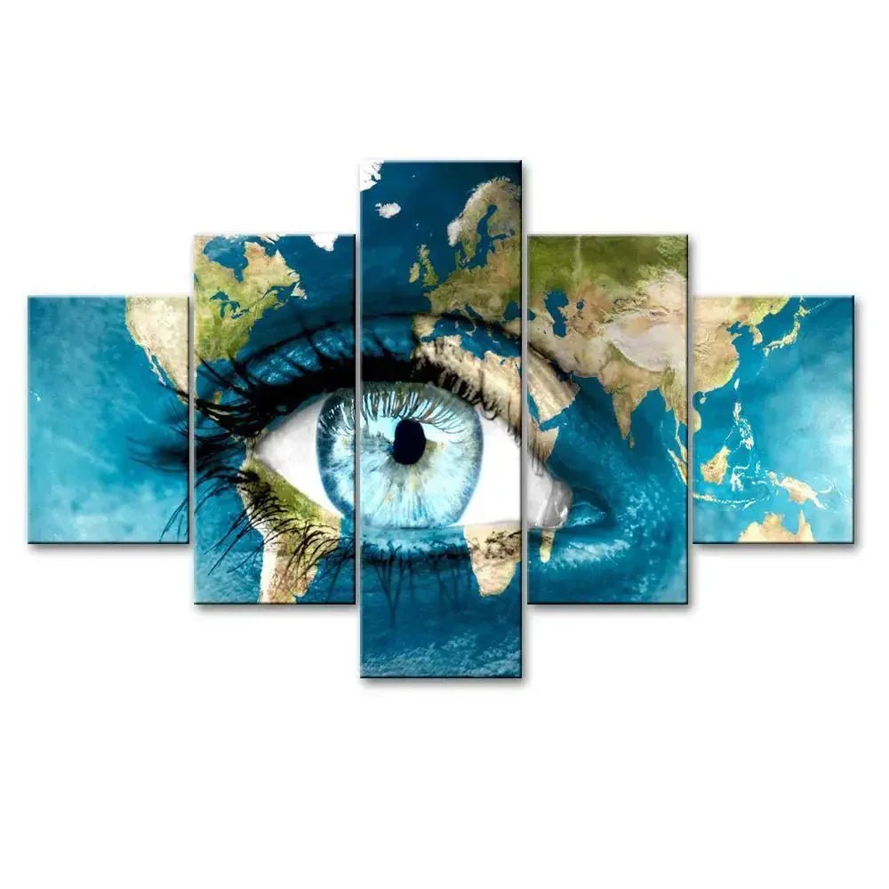 Beautiful Earth Eyes 5 Pieces Canvas Print Wall Painting - All India Decor