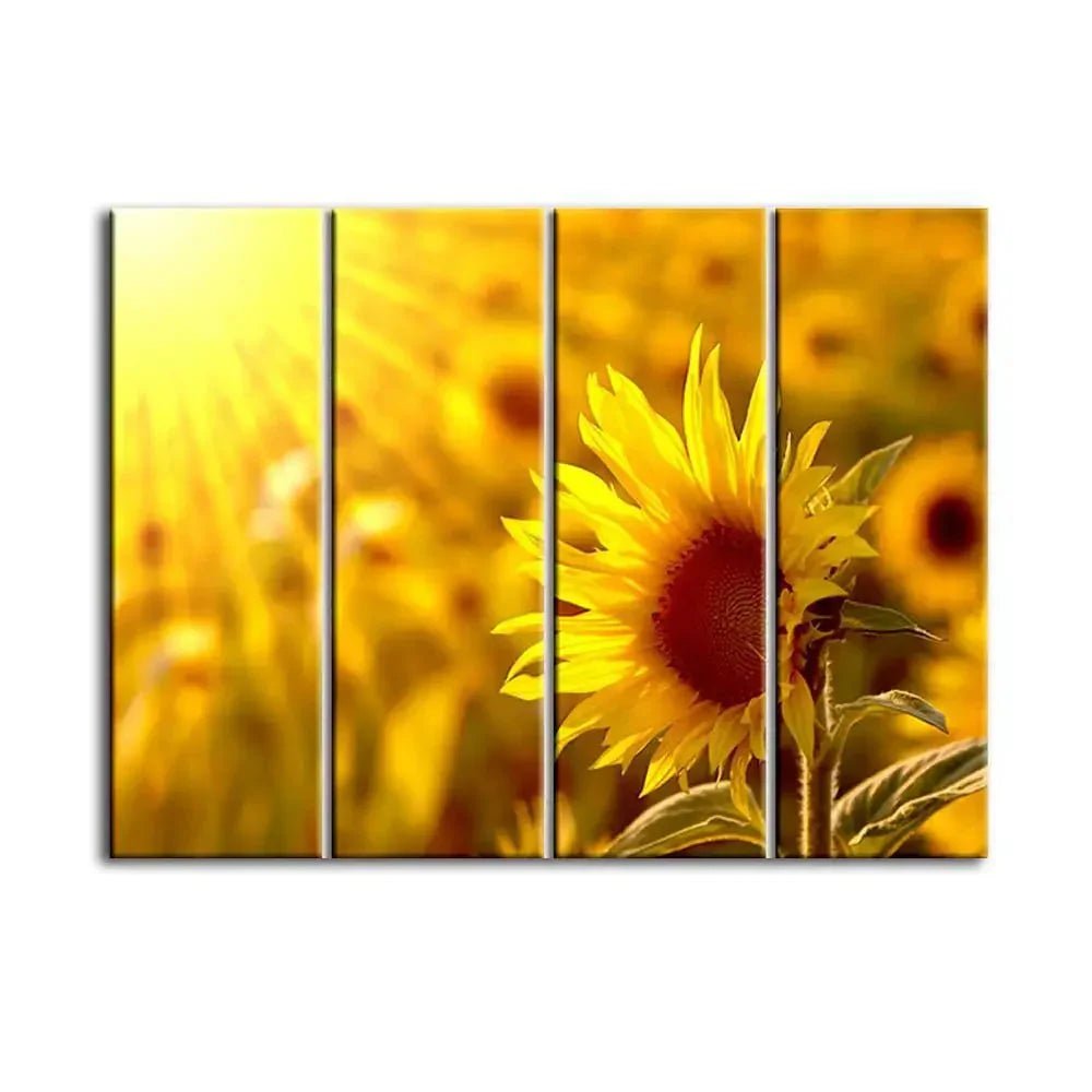 Sunflower Garden Wall Painting 4 Pieces Canvas Printed Painting - All India Decor