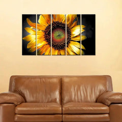 Beautiful Sunflower Painting Canvas Printed 5 Pieces Wall Hanging - All India Decor