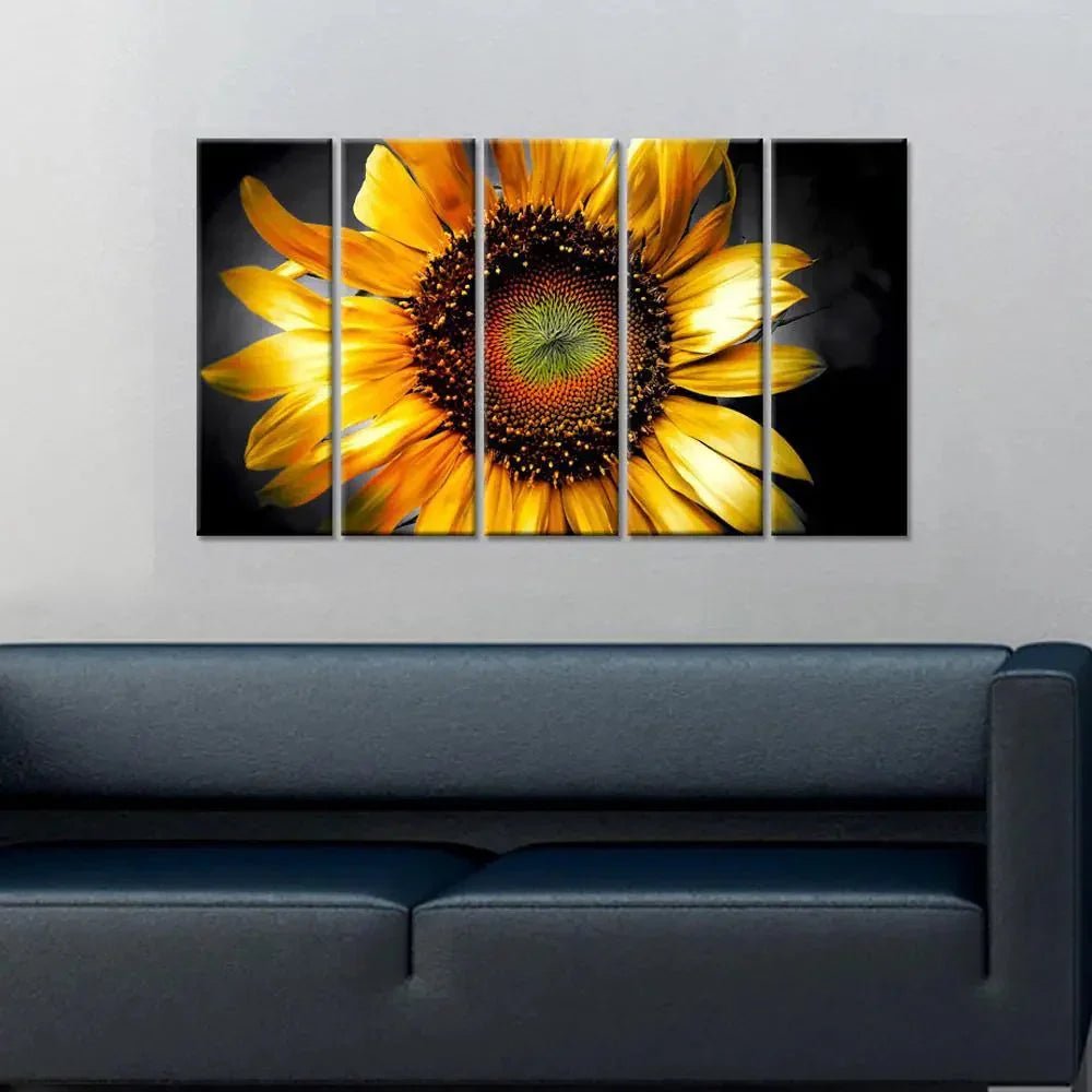 Beautiful Sunflower Painting Canvas Printed 5 Pieces Wall Hanging - All India Decor