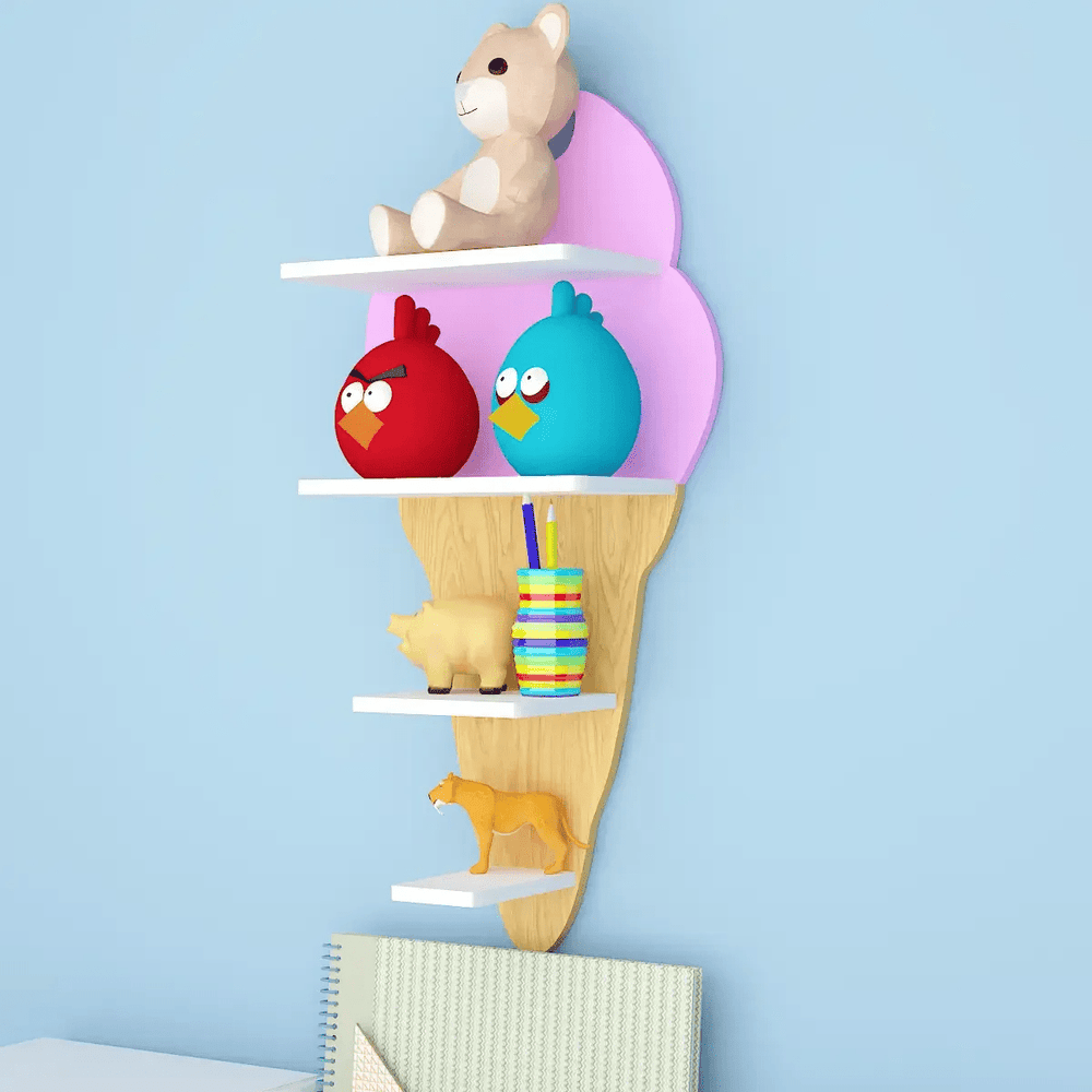 Ice - Cream Shape Kids Wall Storage Shelves - All India Decor