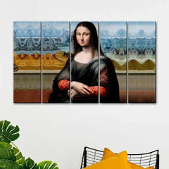 Beautiful Monalisa 5 Pieces Canvas Print Wall Painting - All India Decor