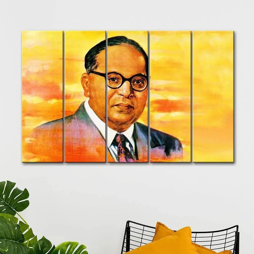 Dr. Bhimrao Ambedkar Modern Art 5 Pieces Canvas Print Wall Painting - All India Decor