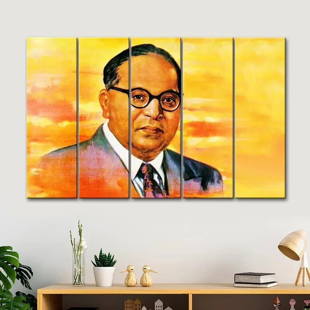 Dr. Bhimrao Ambedkar Modern Art 5 Pieces Canvas Print Wall Painting - All India Decor
