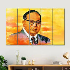 Dr. Bhimrao Ambedkar Modern Art 5 Pieces Canvas Print Wall Painting - All India Decor