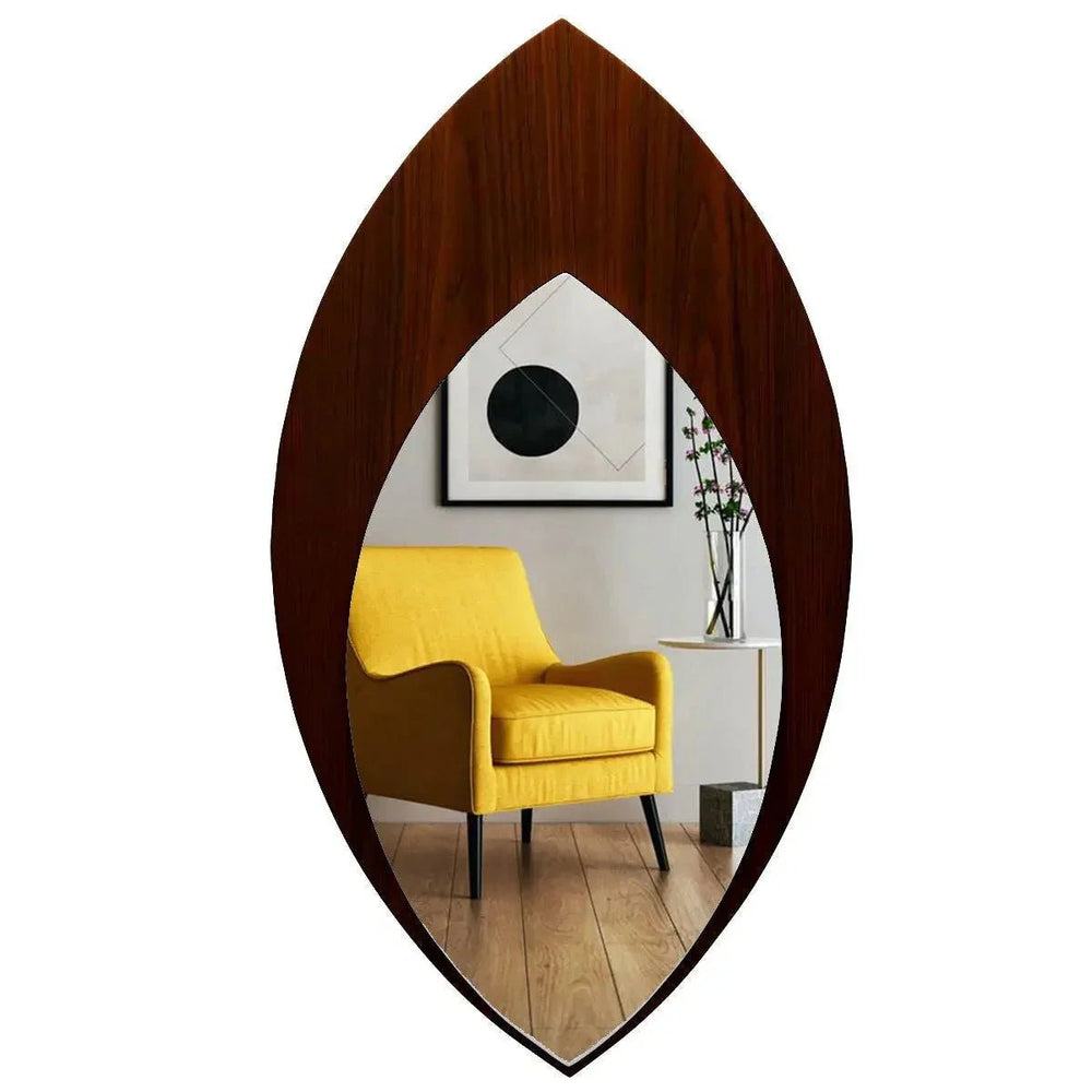 Beautiful Leaf Design Decorative Wooden Wall Mirror - All India Decor
