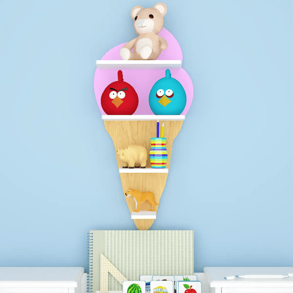 Ice - Cream Shape Kids Wall Storage Shelves - All India Decor
