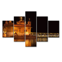 Golden Temple Wooden Framed 5 Pieces Canvas Wall Painting - All India Decor