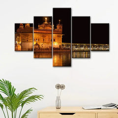 Golden Temple Wooden Framed 5 Pieces Canvas Wall Painting - All India Decor