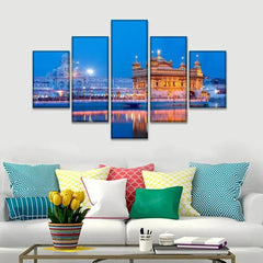 Golden Temple Wooden Framed 5 Pieces Canvas Wall Painting - All India Decor