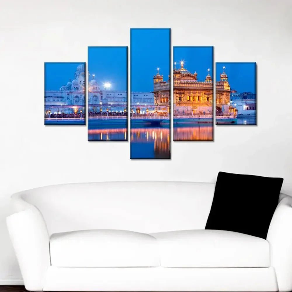 Golden Temple Wooden Framed 5 Pieces Canvas Wall Painting - All India Decor