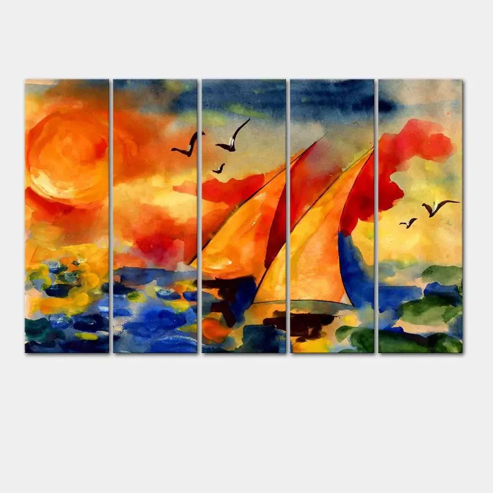 Sailing Ship 4 Pieces Wall Painting - All India Decor
