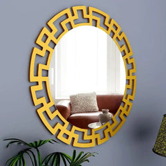 Modern Decorative Golden finish Round Vanity Mirror - All India Decor