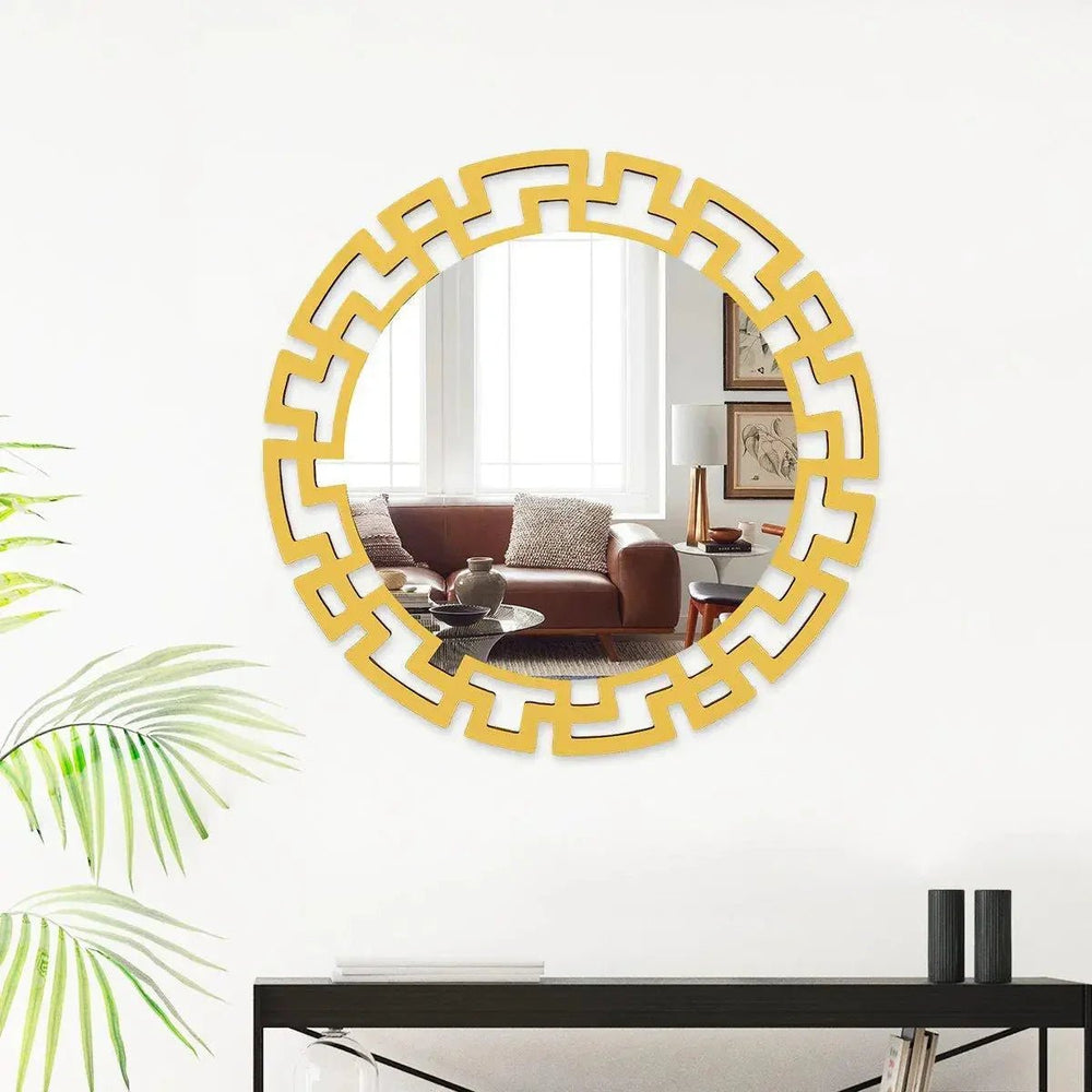 Modern Decorative Golden finish Round Vanity Mirror - All India Decor
