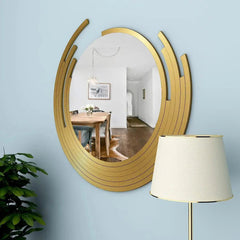 Asymmetric Golden Finish Wall Mirror - All India Decor