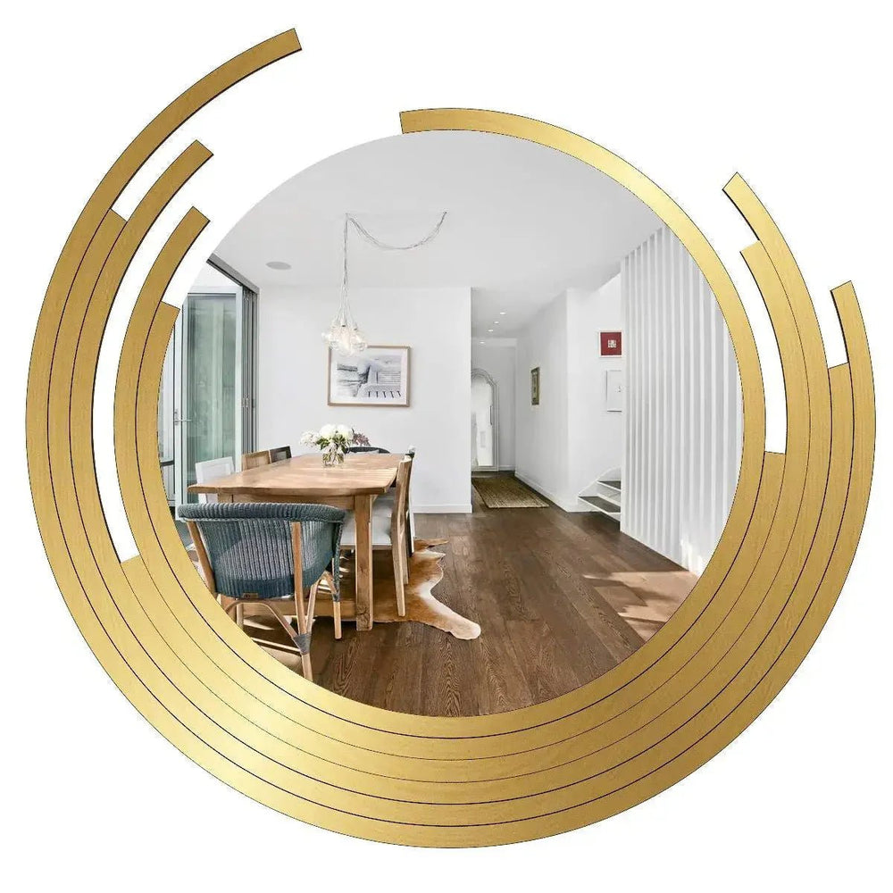 Asymmetric Golden Finish Wall Mirror - All India Decor